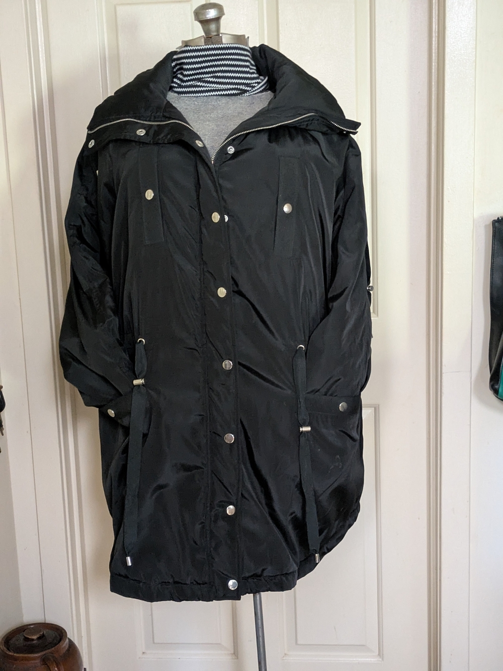 Black Women's Ellos Hooded Lightweight Parka Jacket  Size L18/20